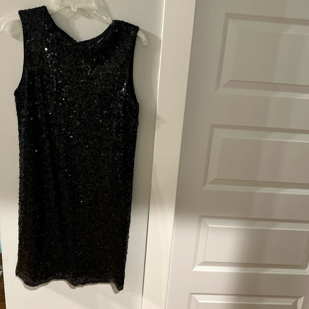 MANGO Black Sequined Dress